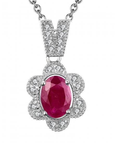 OVAL COLORED STONE DIAMOND PENDANT (TP2021)
